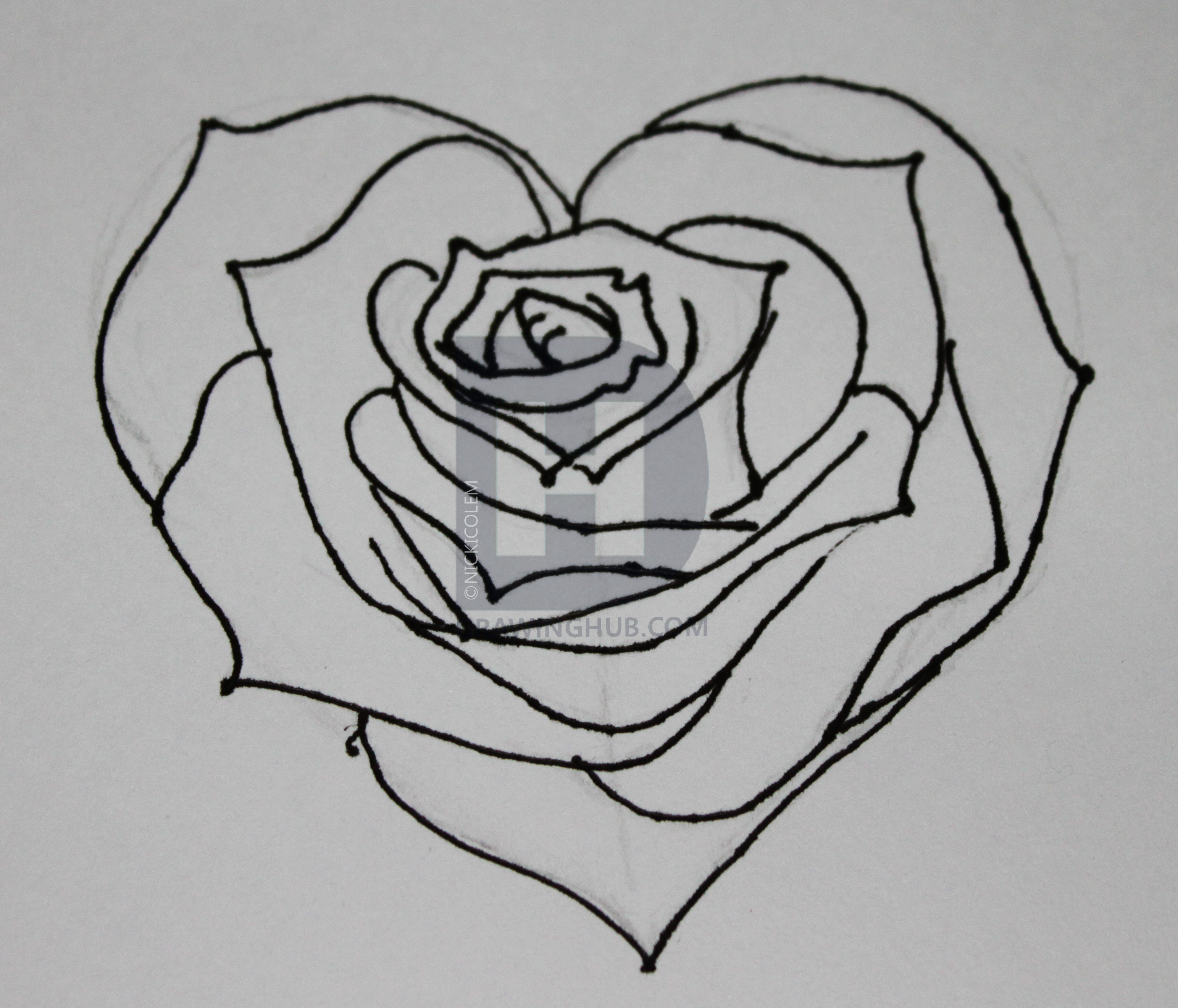 3086x2640 attempt of rose heart drawing - Rose Heart Drawing