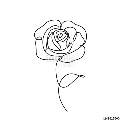 500x500 Abstract Beauty Woman Face With Rose Continuous Line Drawing - Rose Line Drawing