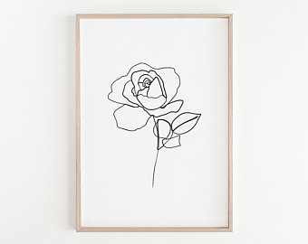 340x270 Rose Line Drawing Etsy - Rose Line Drawing