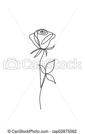 298x470 Rose Line Icon Rose One Line Art Flower Vector Logo - Rose Line Drawing