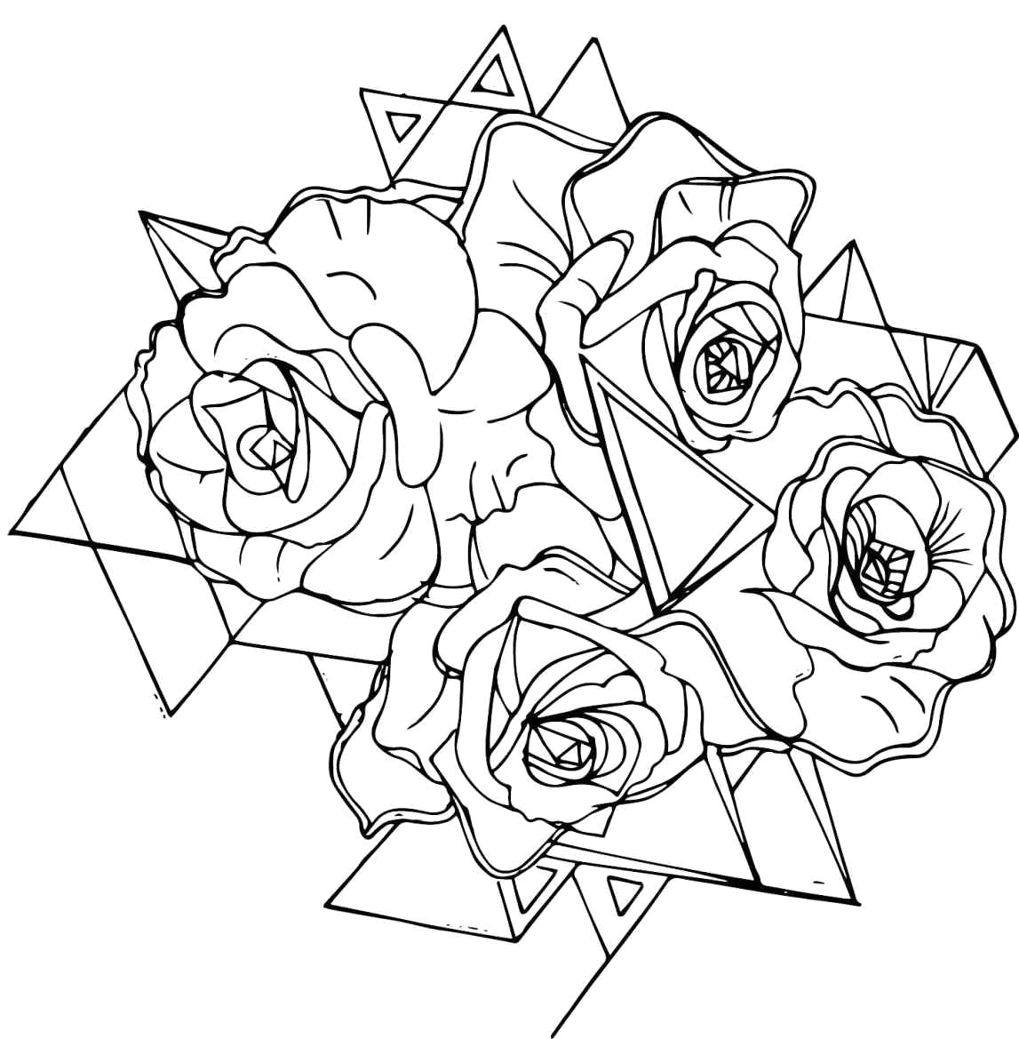 1147x1169 Rose Outline Drawing - Rose Outline Drawing