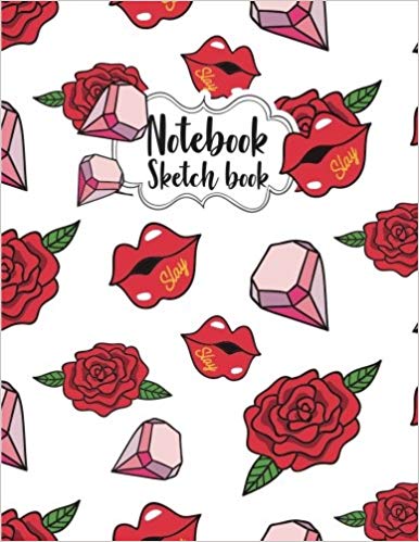 386x499 notebook sketchbook red rose lip cover a large journal - Rose Pattern Drawing