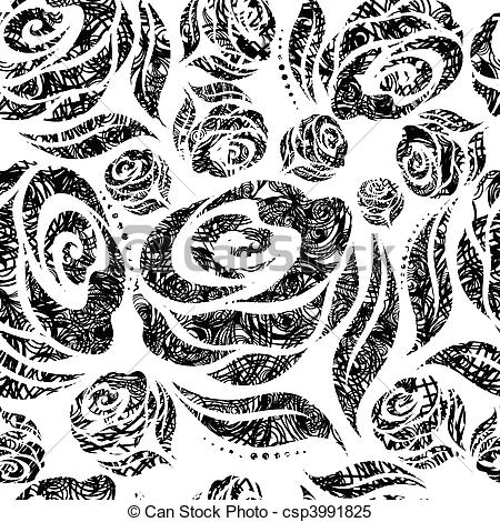450x470 seamless black grunge rose pattern - Rose Pattern Drawing