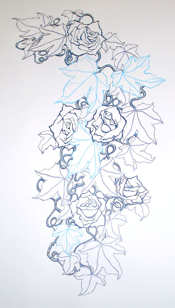 600x1051 Rose And Ivy Pattern Drawing Illustration News, Events, General - Rose Pattern Drawing