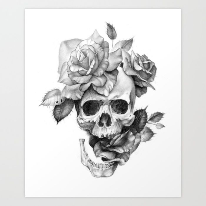 700x700 Skull Drawing Rose For Free Download - Rose Pencil Drawing