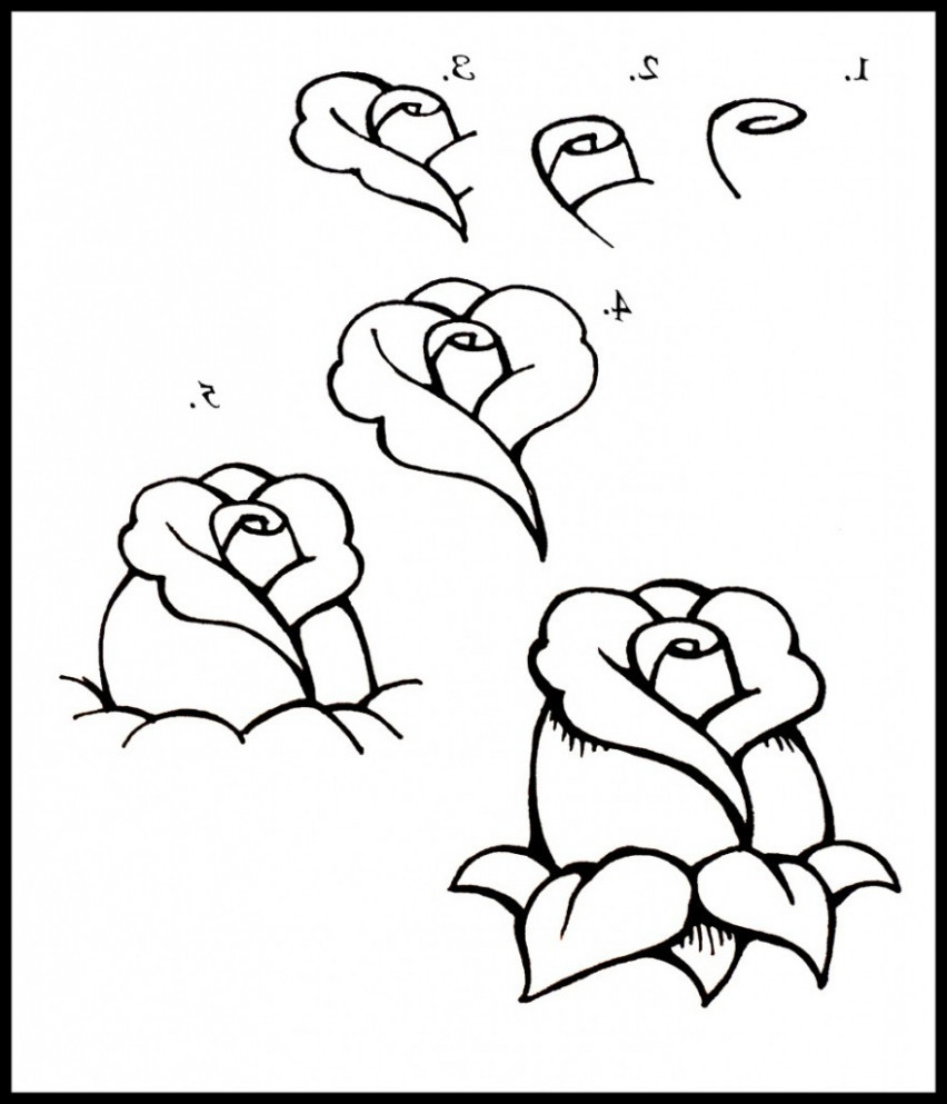 852x993 Pencil Drawing For Beginners Step - Rose Pencil Drawing Step By Step