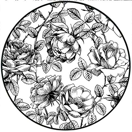 466x466 Short Plush Round Rug Floral Hand Drawn Rose Petals - Rose Petals Drawing