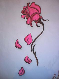 236x314 Rose With Falling Petals What I Want To Draw And Paint Tattoos - Rose Petals Drawing