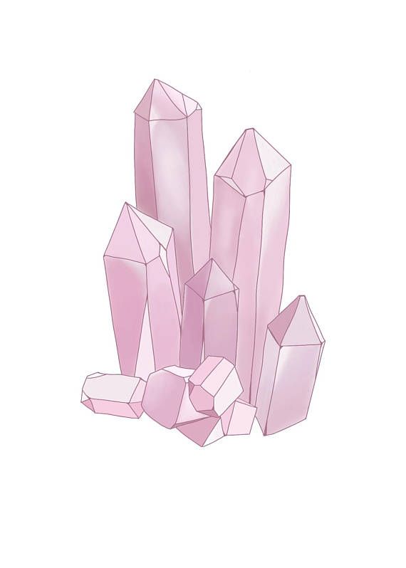 570x798 Crystal Cluster Print Rose Quartz Crystal Illustration - Rose Quartz Drawing