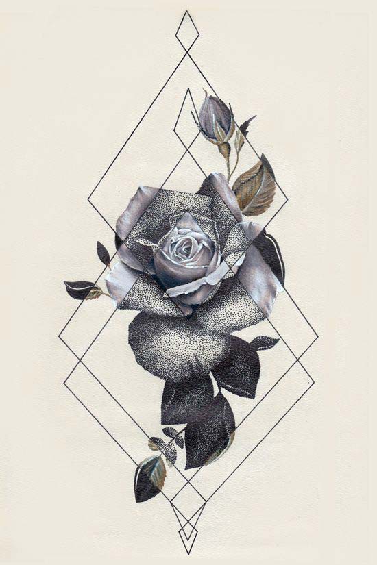 550x825 Very Provocative Rose Tattoos Designs And Ideas - Rose Tattoo Drawing