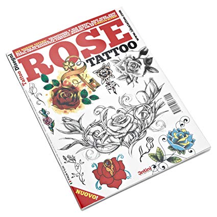 425x425 rose tattoo flash book for red rose tattoo designs, stencils - Rose Tattoo Drawing Designs