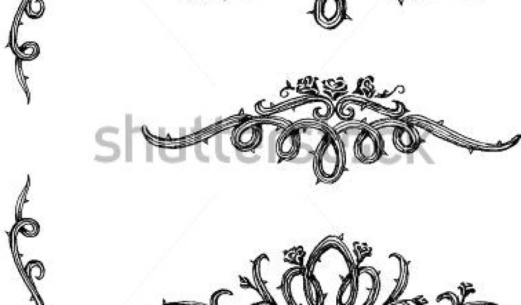 1024x600 drawing of flowers and vines vine roses set of thorny rose vines - Rose Vine Drawing