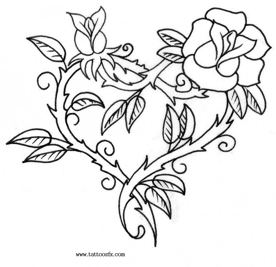 900x872 Rose Vine Drawings Free Download Clip Art - Rose Vine Drawing
