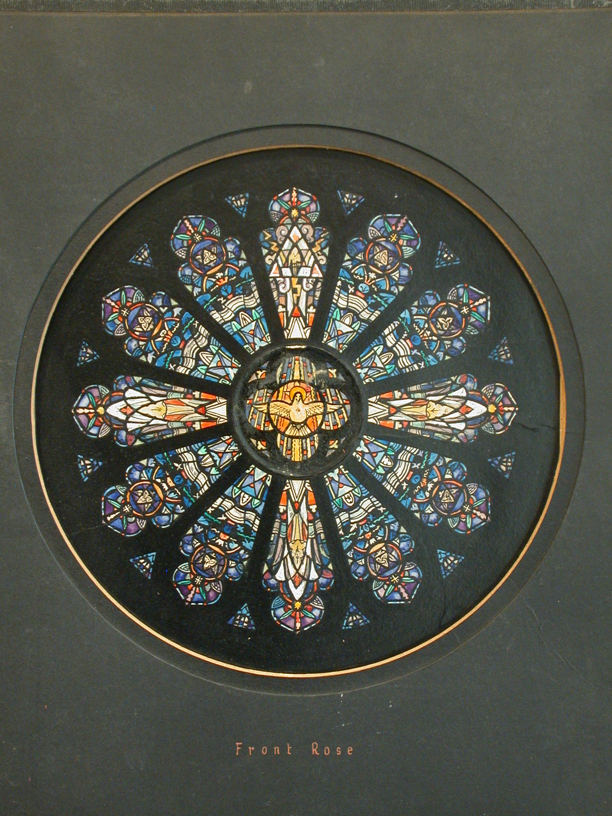 1200x1600 Design Drawing For Stained Glass Front Rose Window With Dove - Rose Window Drawing