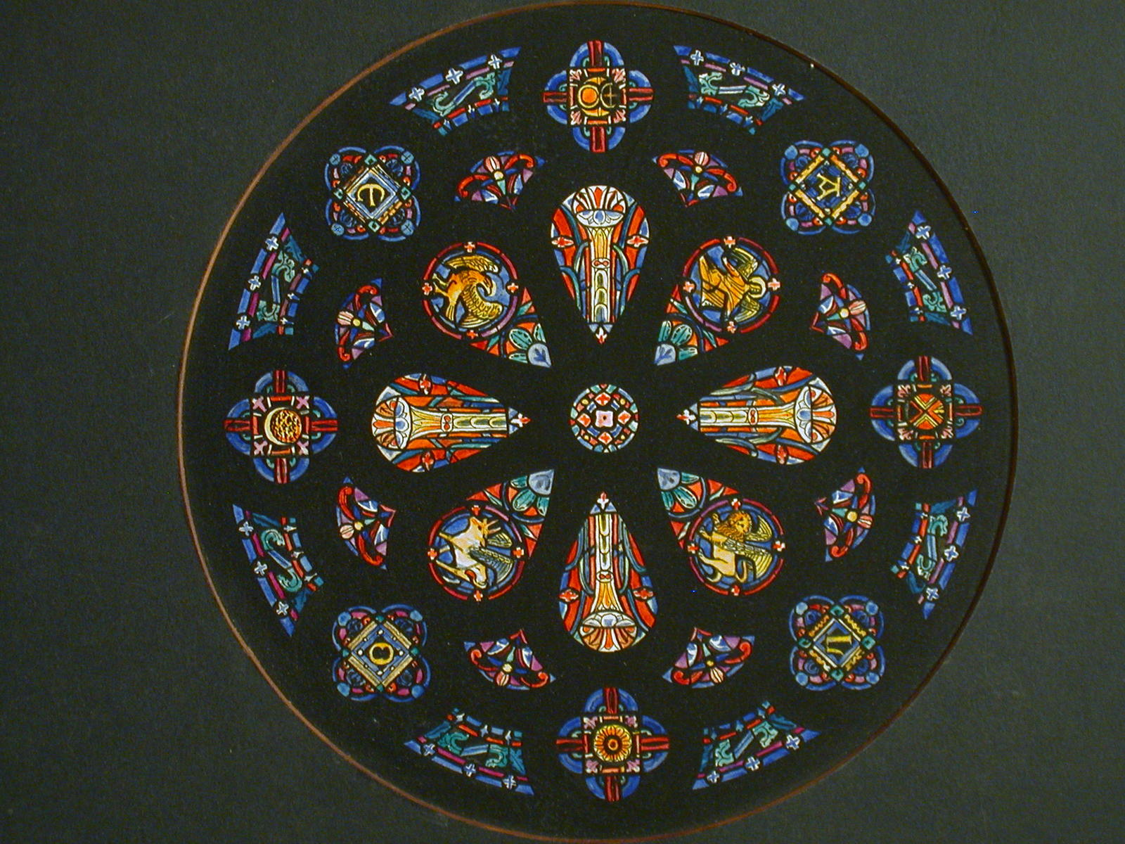 1600x1200 Design Drawing For Stained Glass For Intricate Tracery Type - Rose Window Drawing