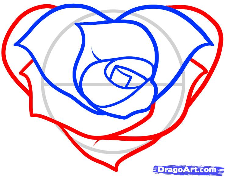 738x580 How To Draw A Heart Rose, Rose Heart, Step - Rose With Heart Drawing