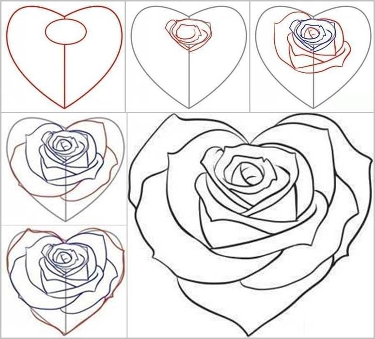 774x700 How To Draw A Rose From A Heart - Rose With Heart Drawing