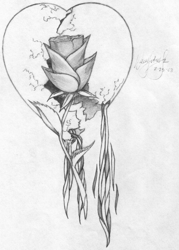 573x799 Huge Collection Of 'heart With Roses Drawing' Download More Than - Rose With Heart Drawing