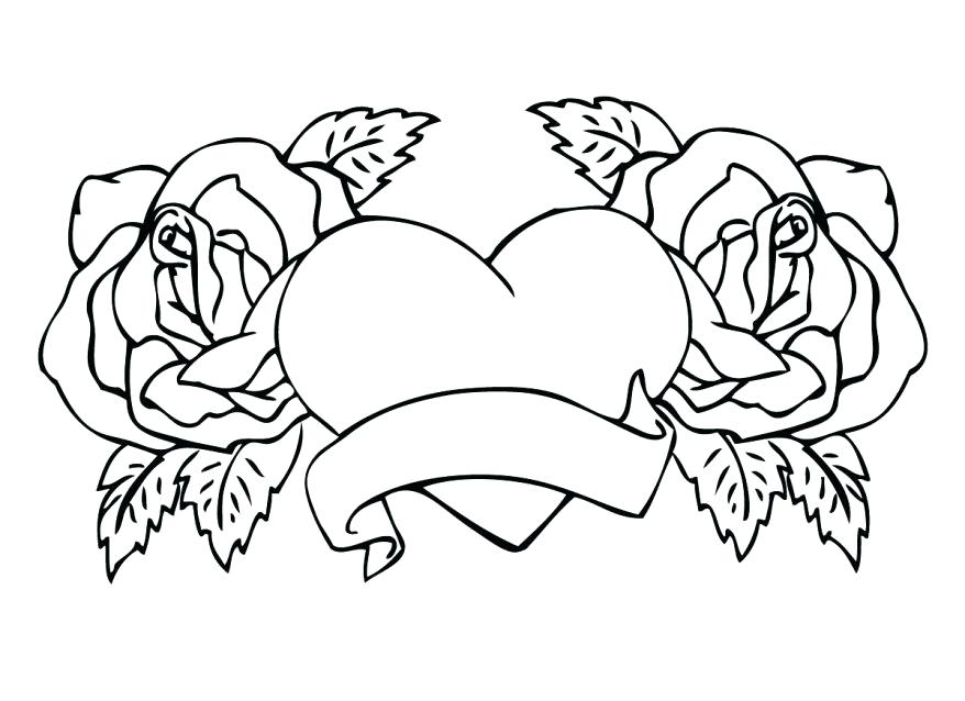 878x638 Rose With Heart Drawing - Rose With Heart Drawing