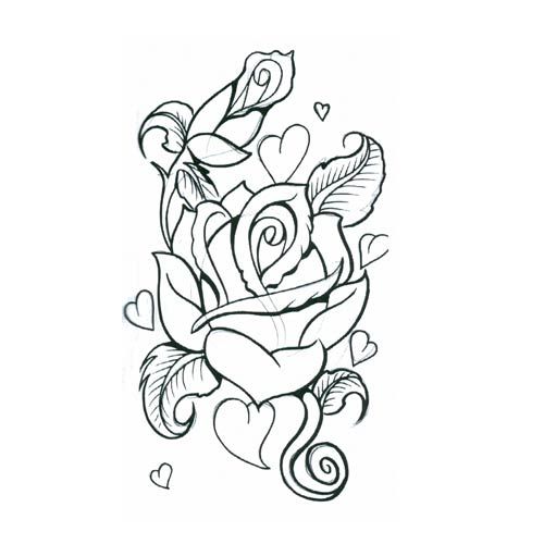500x500 Roses And Heart Drawing Free Download Clip Art - Rose With Heart Drawing