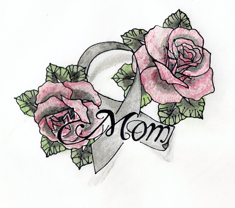 900x798 Drawn Bouquet Ribbon Flower - Rose With Ribbon Drawing