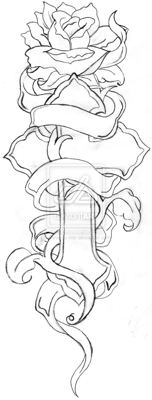 600x1578 Pictures Of Crosses With Ribbons Group With Items - Rose With Ribbon Drawing