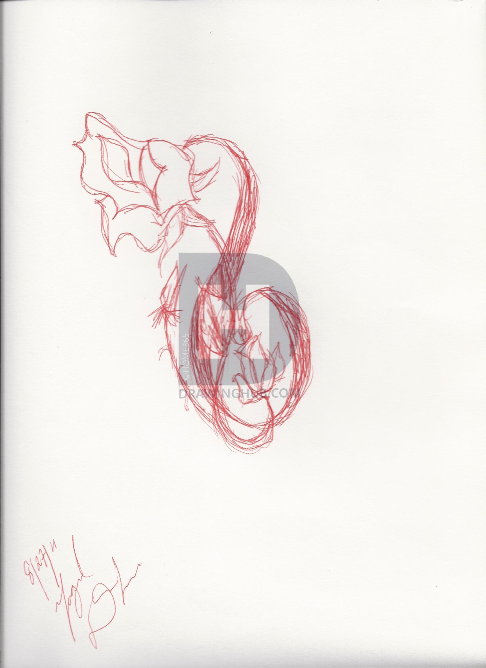 1700x2338 Ribbon Rose Drawing - Rose With Ribbon Drawing