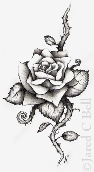 304x556 Rose Tattoo Drawings And Designs Media Art Photography - Rose With Thorns Drawing