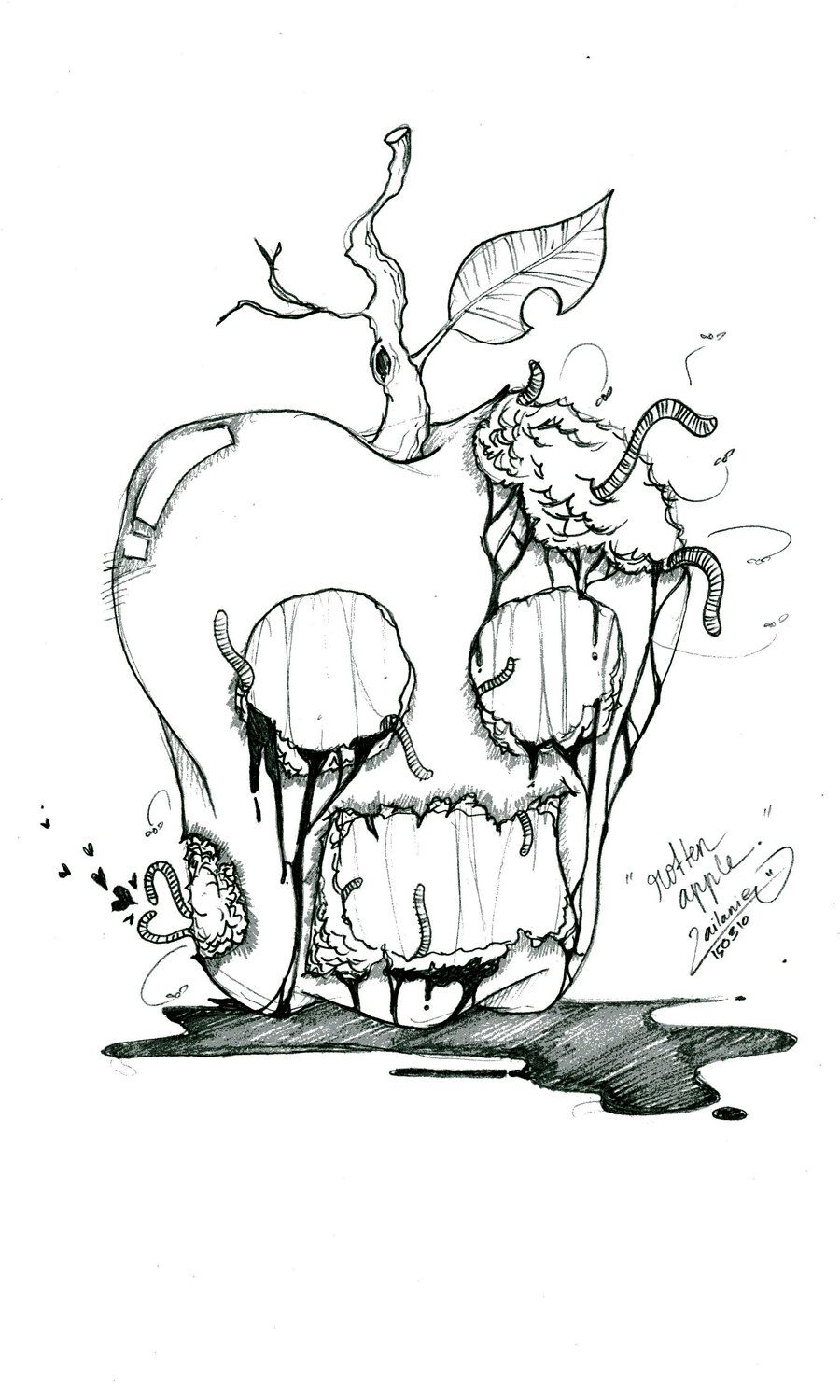 900x1500 Rotten Apple - Rotten Apple Drawing