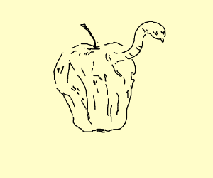 300x250 Worm In A Rotten Apple Drawing - Rotten Apple Drawing