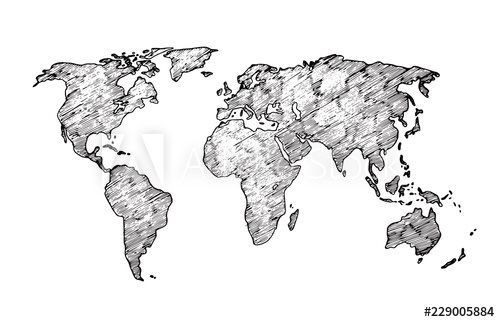 500x322 world map sketch earth continents rough drawing scribble - Rough Drawing