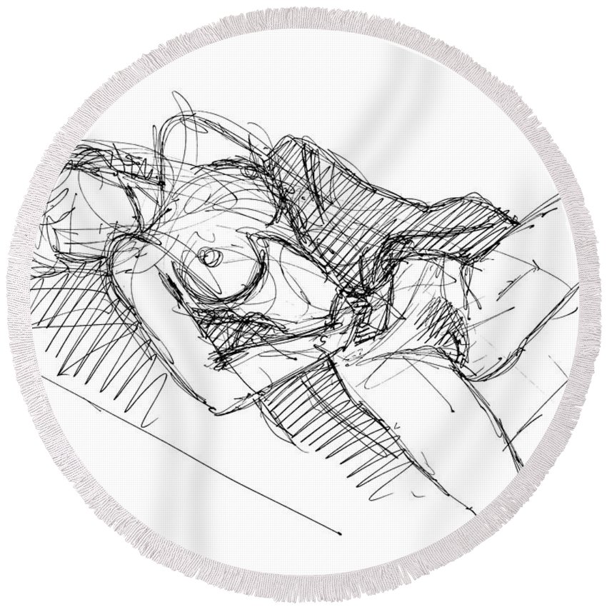 850x850 erotic art drawings round beach towel for sale - Round Drawing