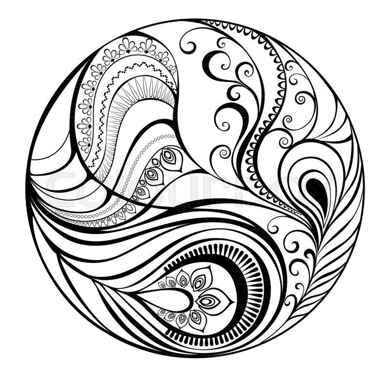 800x775 round contour abstraction with peacock stock vector colourbox - Round Drawing