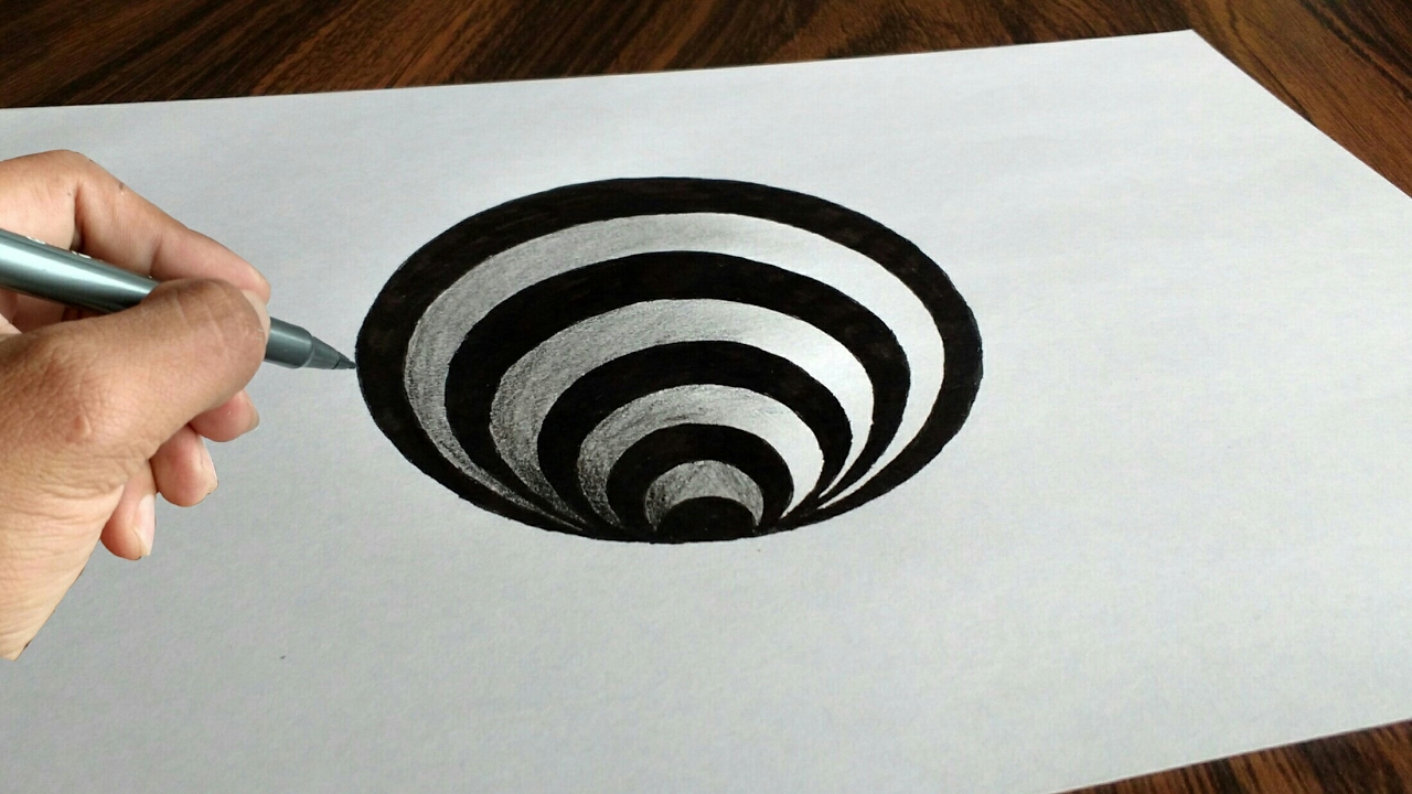 1280x720 very easy!! trick art how to draw a round hole on paper - Round Drawing