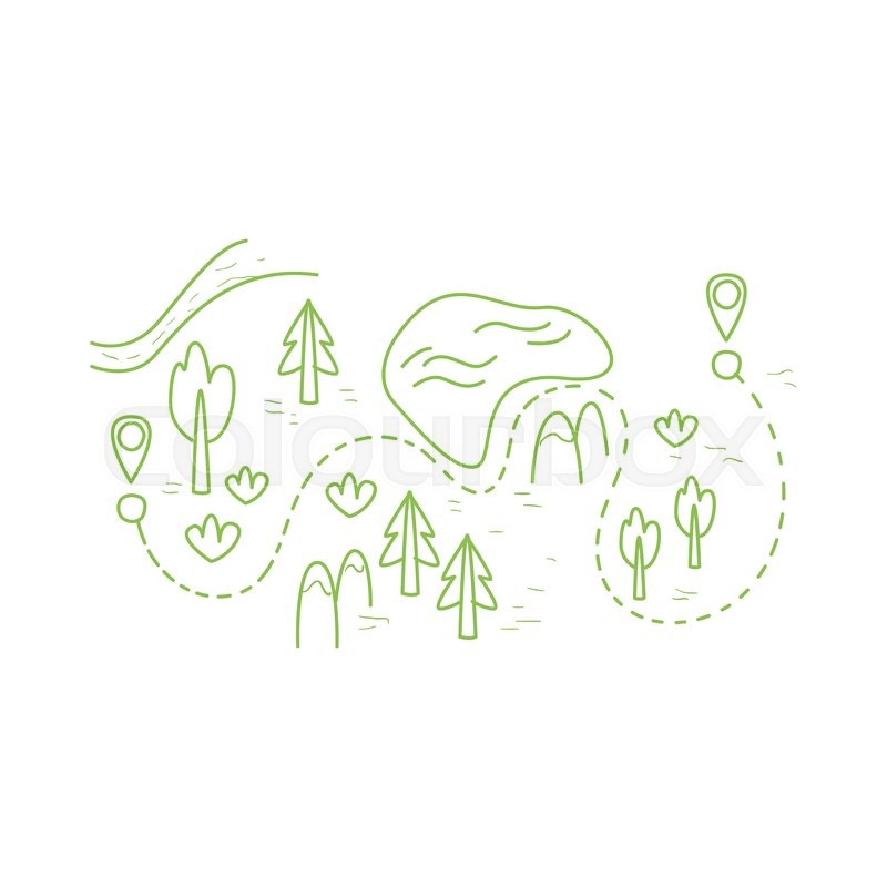 800x800 map with the hiking route hand drawn stock vector colourbox - Route Drawing