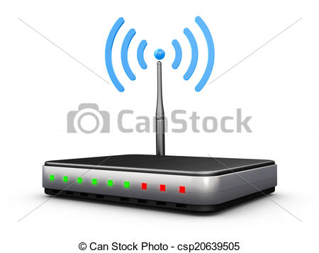 450x357 wifi router with antenna and signal blue - Router Drawing