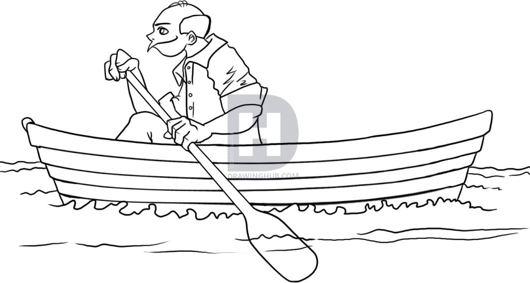 1080x578 how to draw a boat, step - Row Boat Drawing