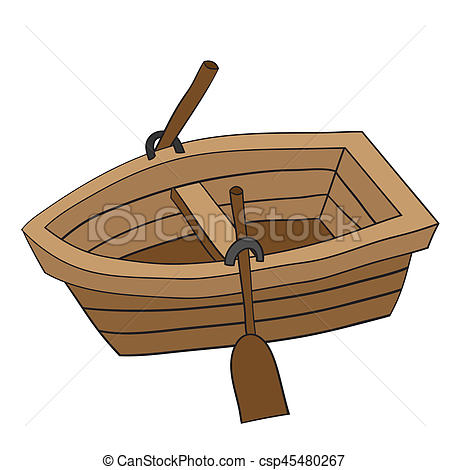 450x470 illustration of cute cartoon doodle of wooden row boat - Row Boat Drawing