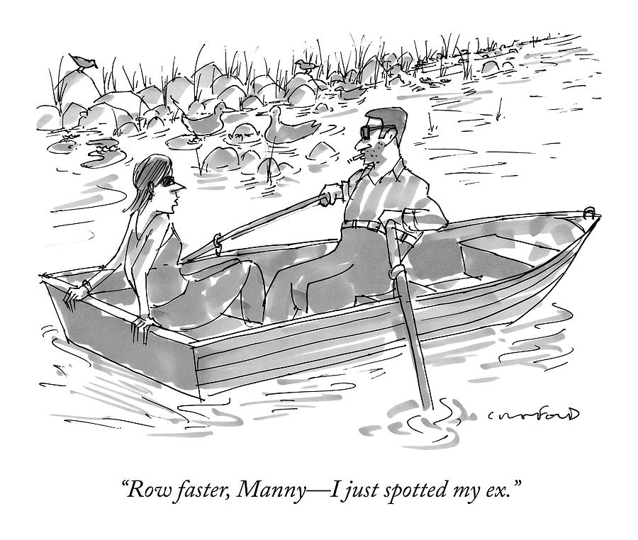 900x762 a man and woman on a row boat pass - Row Boat Drawing