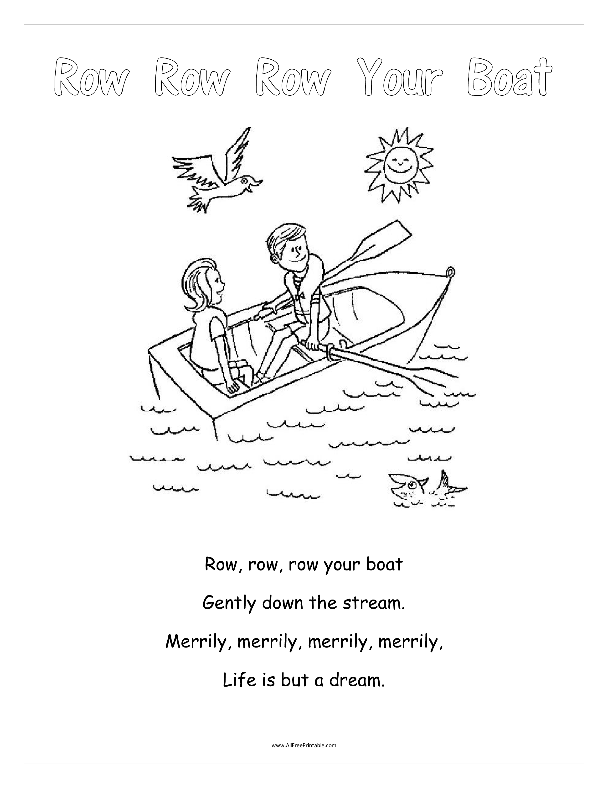 2550x3300 free row row row your boat color drawing for kids templates - Row Drawing