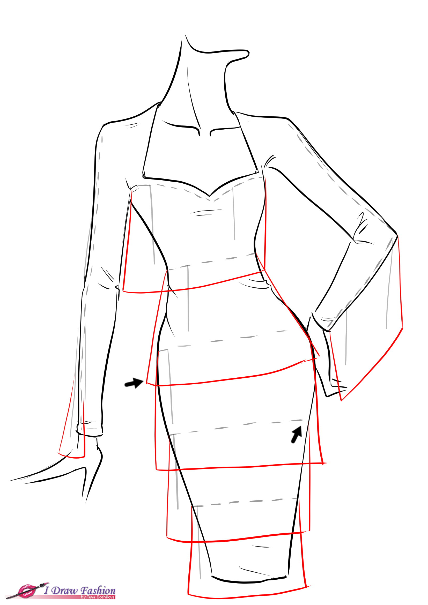 1654x2339 how to draw fringe dress i draw fashion - Row Drawing