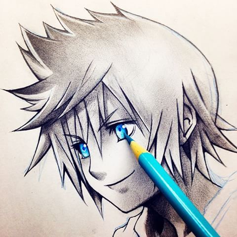480x480 playstation roxas kingdom hearts, kingdom - Roxas Drawing