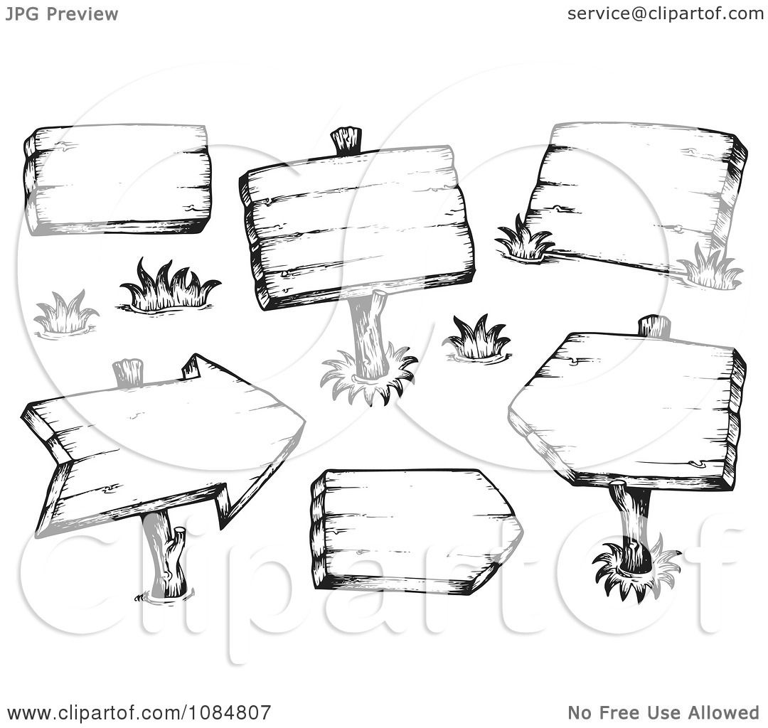 1080x1024 clipart sketched drawings of wooden signs - Royalty Free Drawings