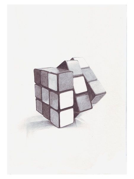452x600 Rubix Cube Pencil Sketch Sketch In Art Drawing, Cool - Rubiks Cube Drawing