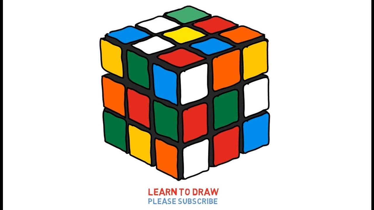 1280x720 Easy Step For Kids How To Draw A Rubik's Cube - Rubiks Cube Drawing