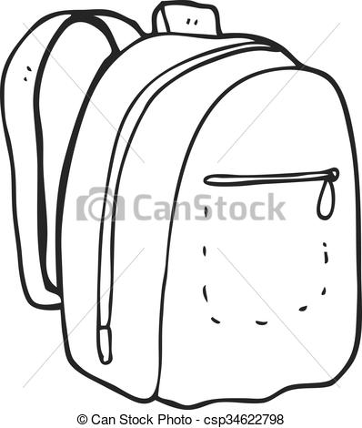 398x470 freehand drawn black and white cartoon rucksack - Rucksack Drawing