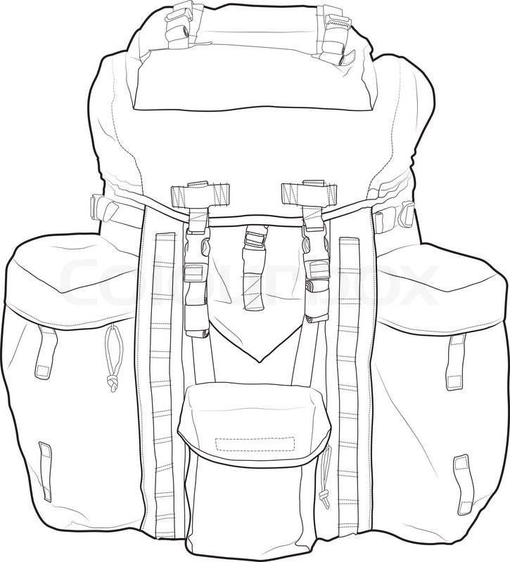 725x800 military backpack outline vector stock vector colourbox - Rucksack Drawing