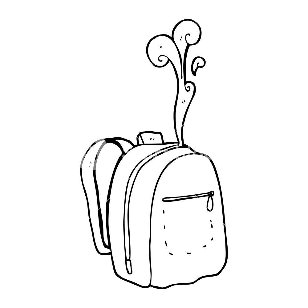 1000x1000 freehand drawn black and white cartoon rucksack royalty free stock - Rucksack Drawing