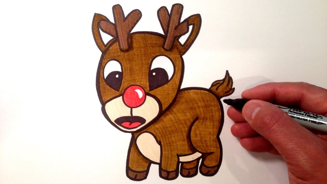 1280x720 How To Draw A Cute Rudolph The Red Nosed Reindeer - Rudolph Cartoon Drawing