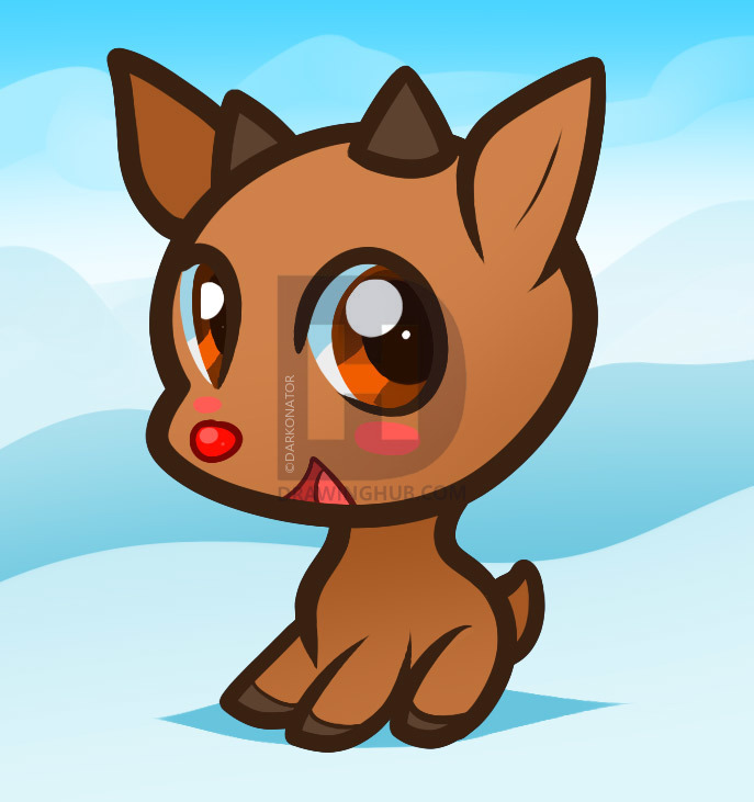 687x731 how to draw rudolph for kids, step - Rudolph Drawing